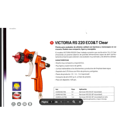PISTOLA VICTORIA RS CLEAR P-1